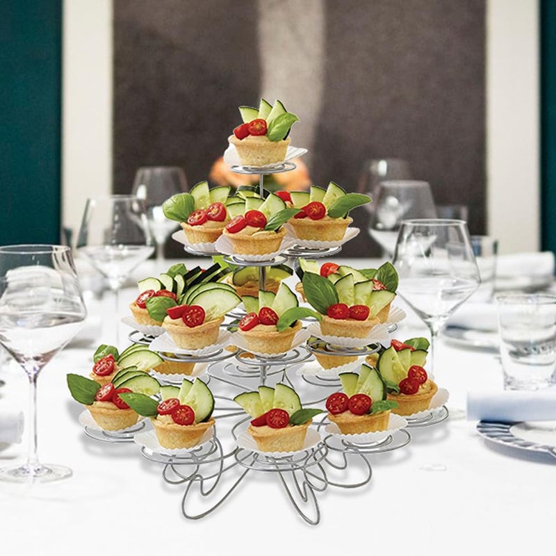 Resulzon 4-Tier Cupcake Stand -Stainless Steel Dessert Tree Tower Display for Christmas, Weddings, Birthday Parties, Weddings, Cady Bar and Events - Image 5
